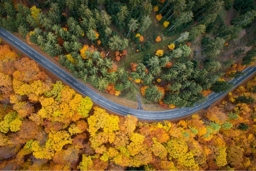 Aerial photo of a road